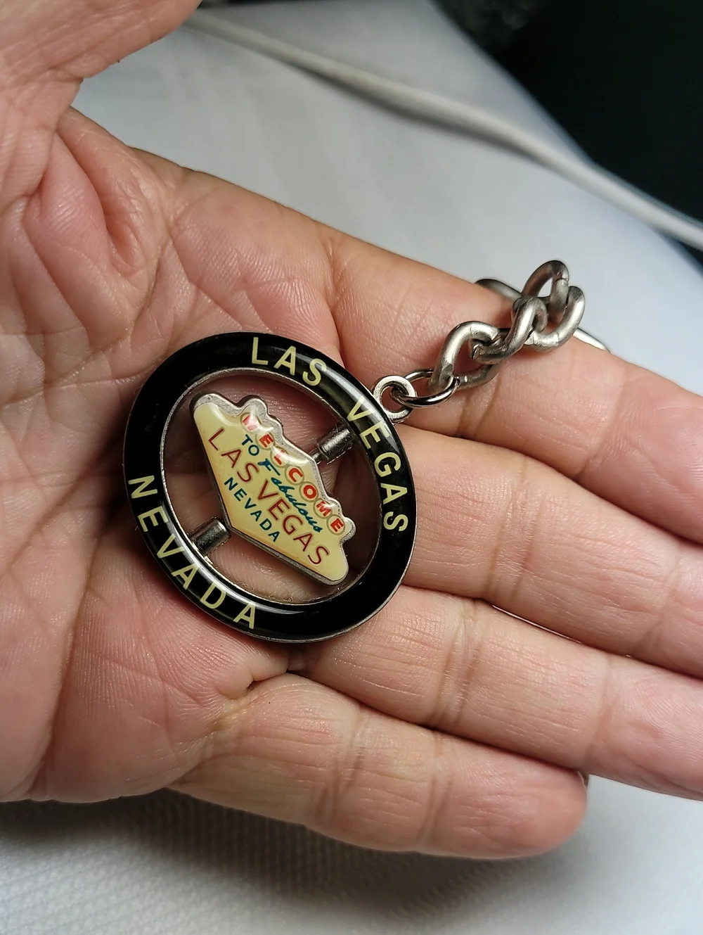 Vintage Las Vegas Nevada Souvenir Keychain - Black & Silver